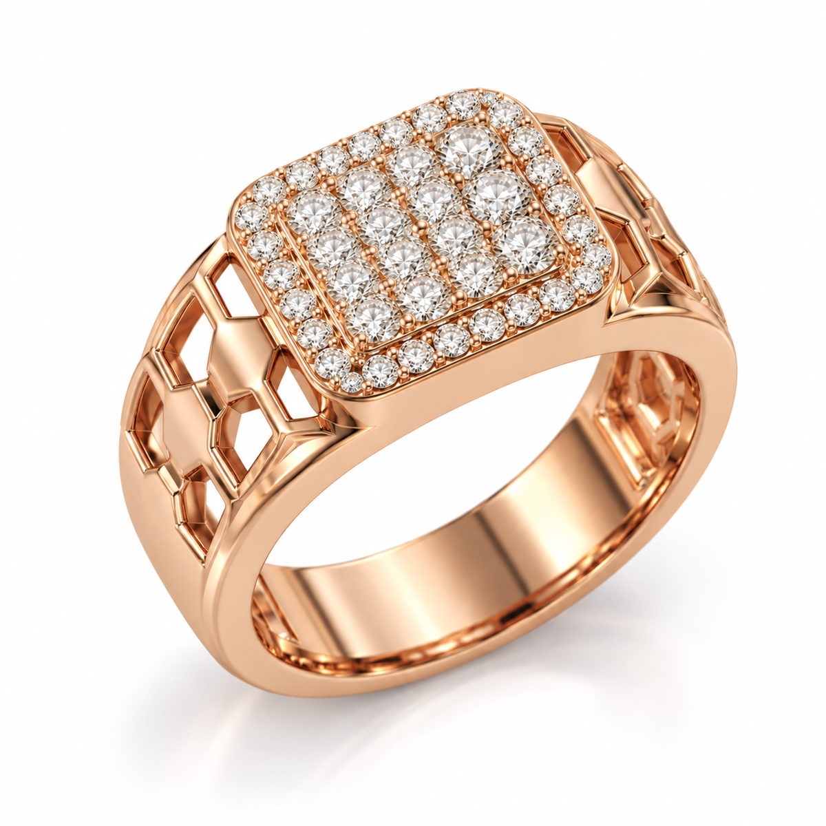 Diamond-Accented Gold Chandbali-Style Ring for Men in 14KT Gold