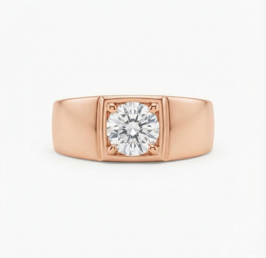 Classic Lab Grown Diamond Vintage-Inspired Ring for Men in 14KT Gold