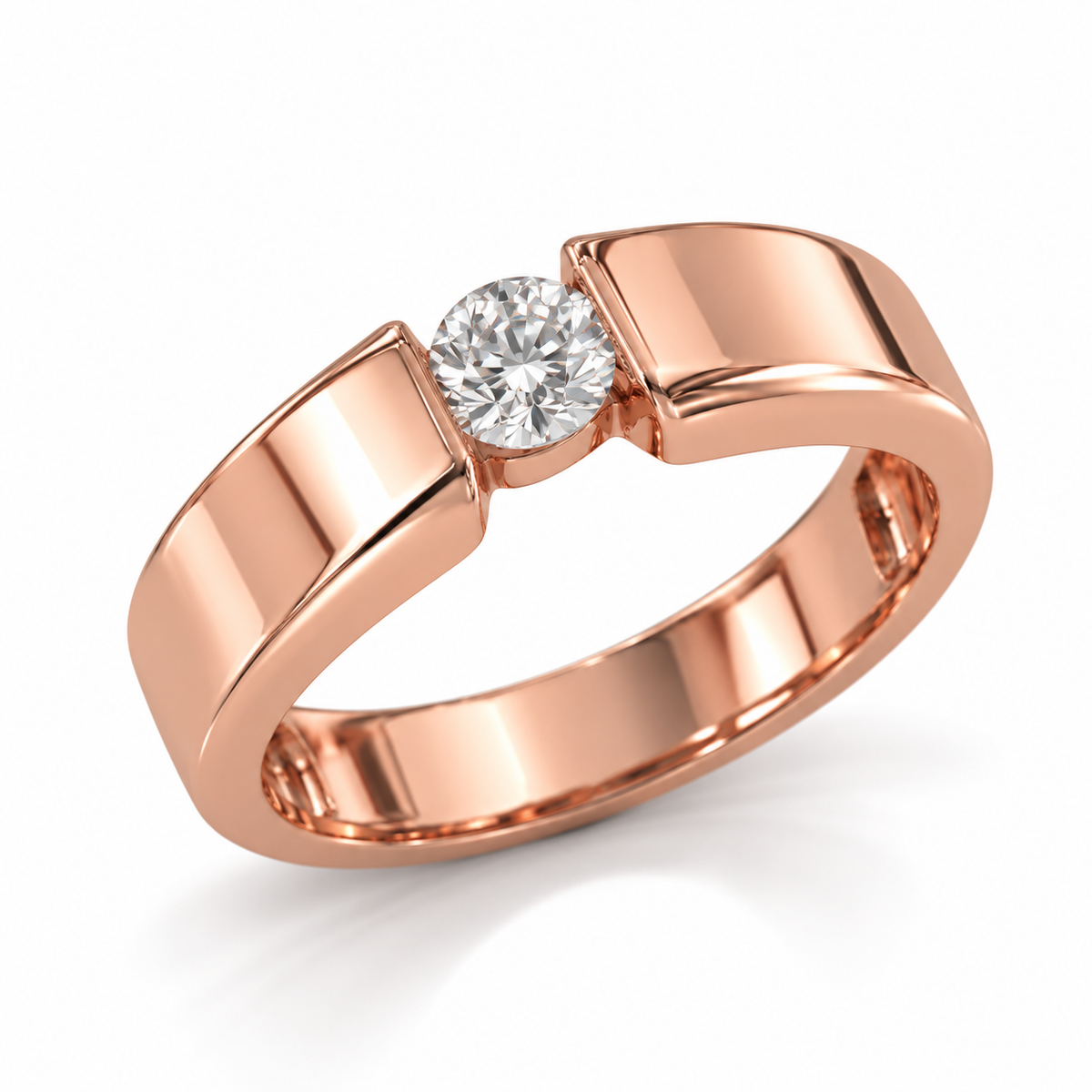 Solitaire Lab Grown Diamond Elegant Ring for Men in 14KT Gold
