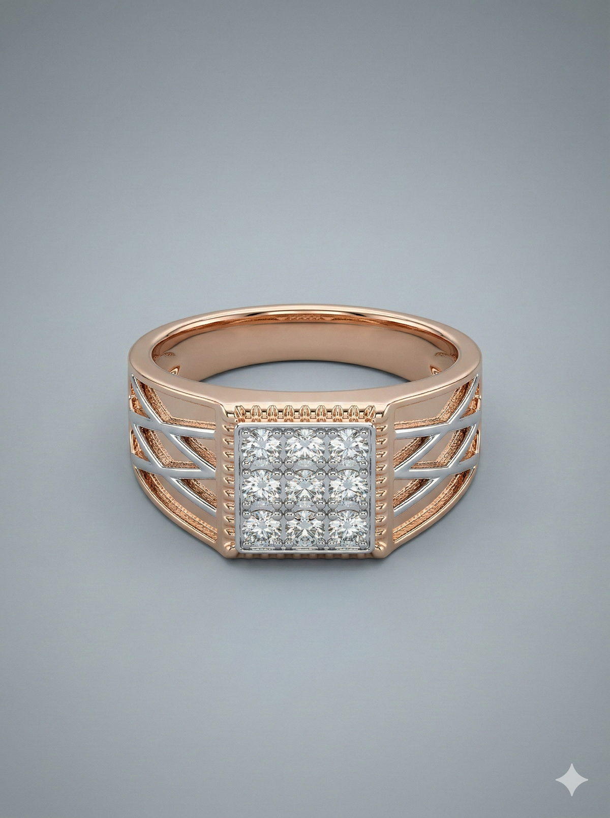 The Architectural Two-Tone Men's Diamond Ring