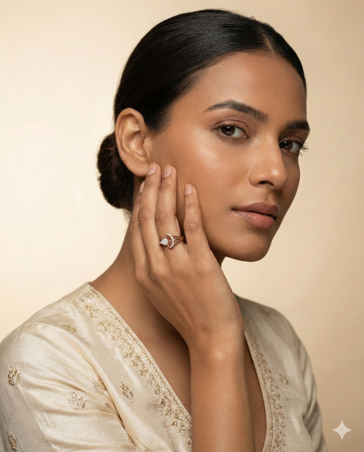 The Rose Gold Interlocking Pear & Oval Diamond Ring