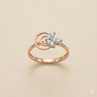 The Rose Gold Double Circle Leaf Diamond Ring