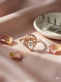 The Rose Gold Sunburst Teardrop Diamond Ring