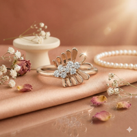 The Rose Gold Diamond Stylized Plume Ring