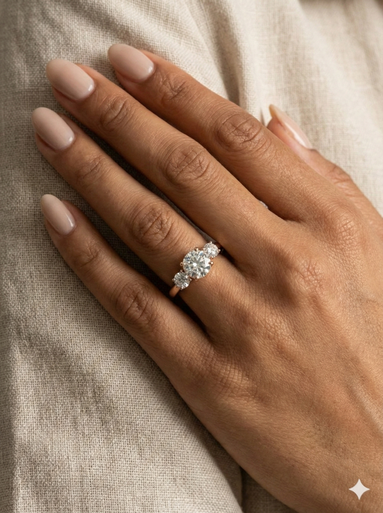 The Rose Gold Classic Three-Stone Diamond Trilogy Ring