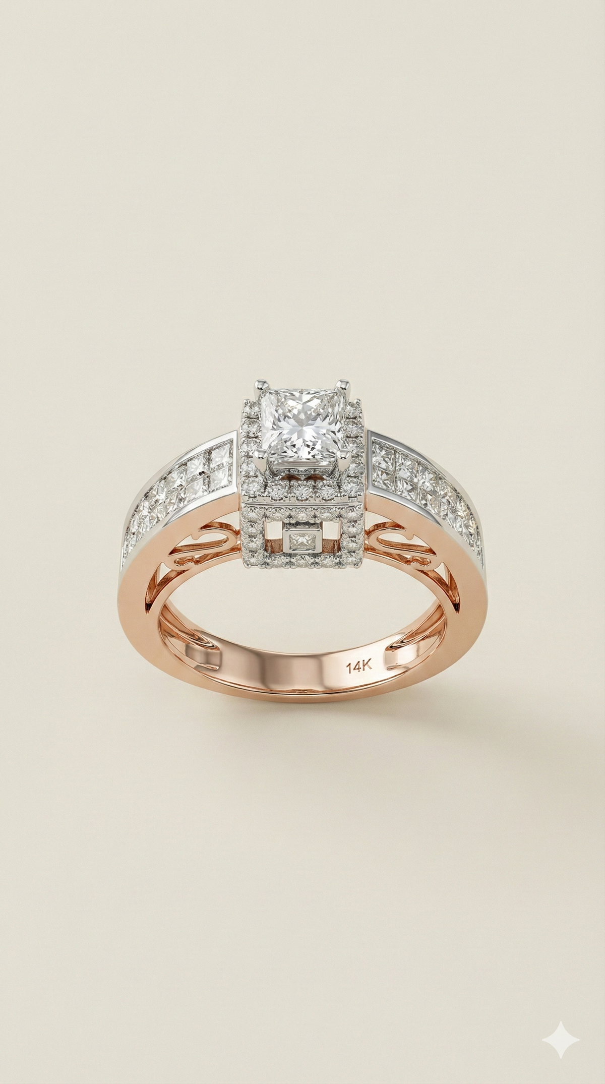 The Architectural Two-Tone Princess Cut Ring