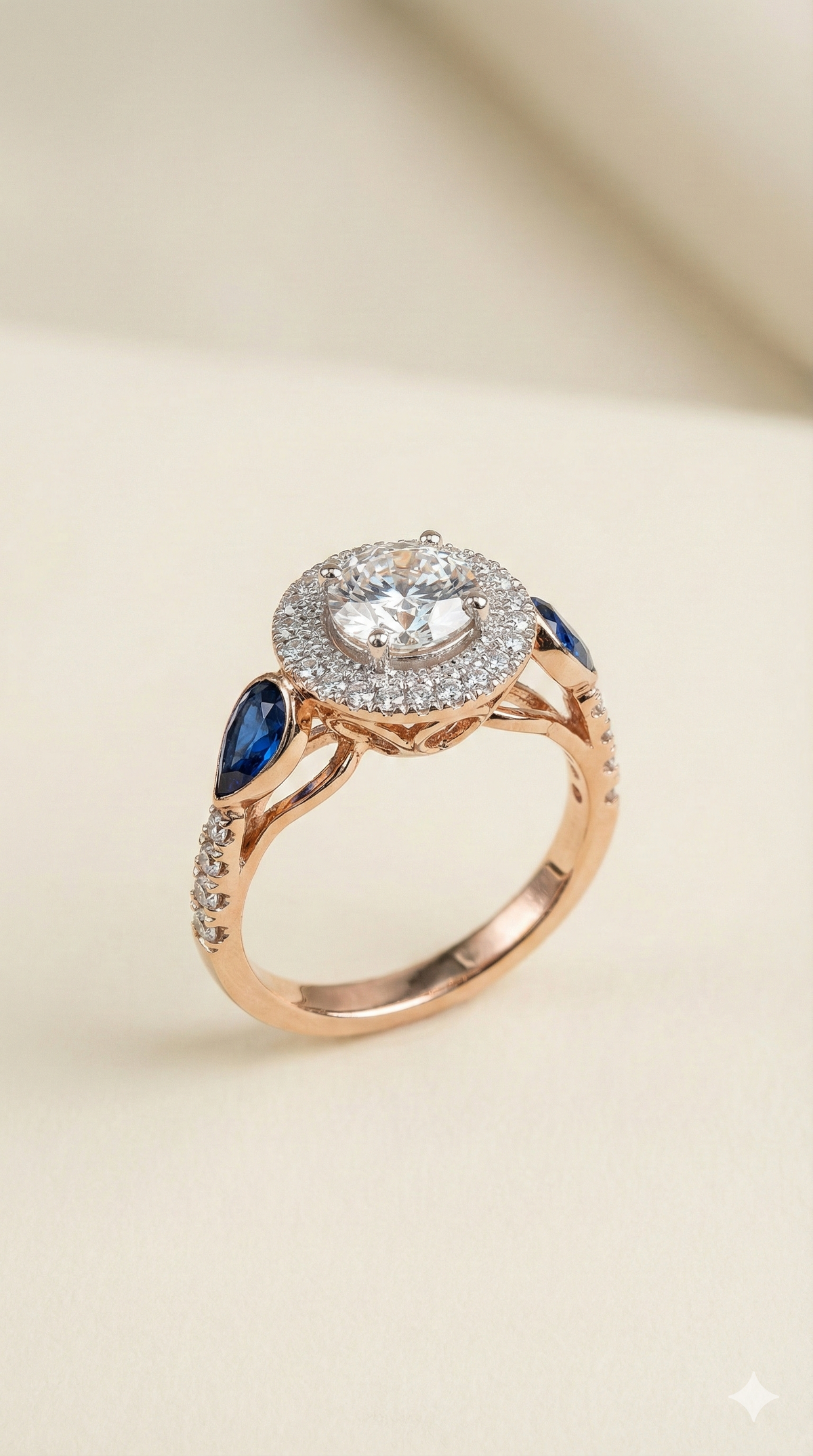 The Imperial Double Halo Sapphire Accent Ring