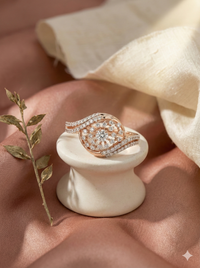The Rose Gold Open-Work Sunburst Diamond Ring