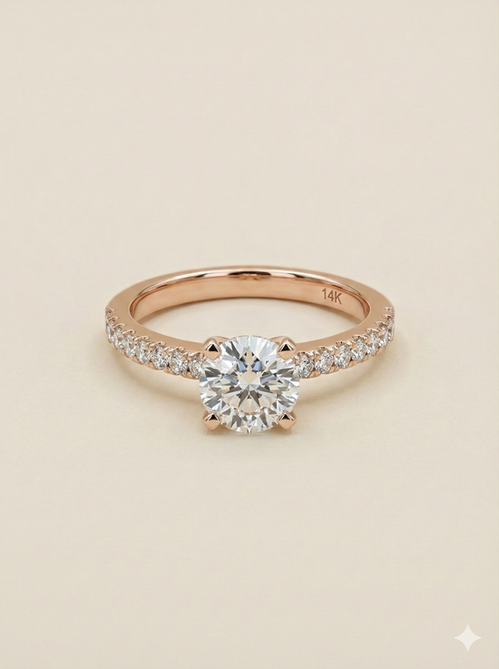 The Rose Gold Round Diamond Pave Engagement Ring