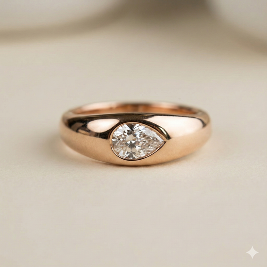 The Rose Gold Pear Diamond East-West Gypsy Ring