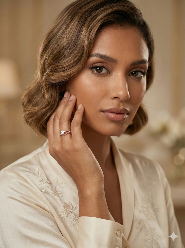 The Rose Gold Diamond Swirl Cluster Ring
