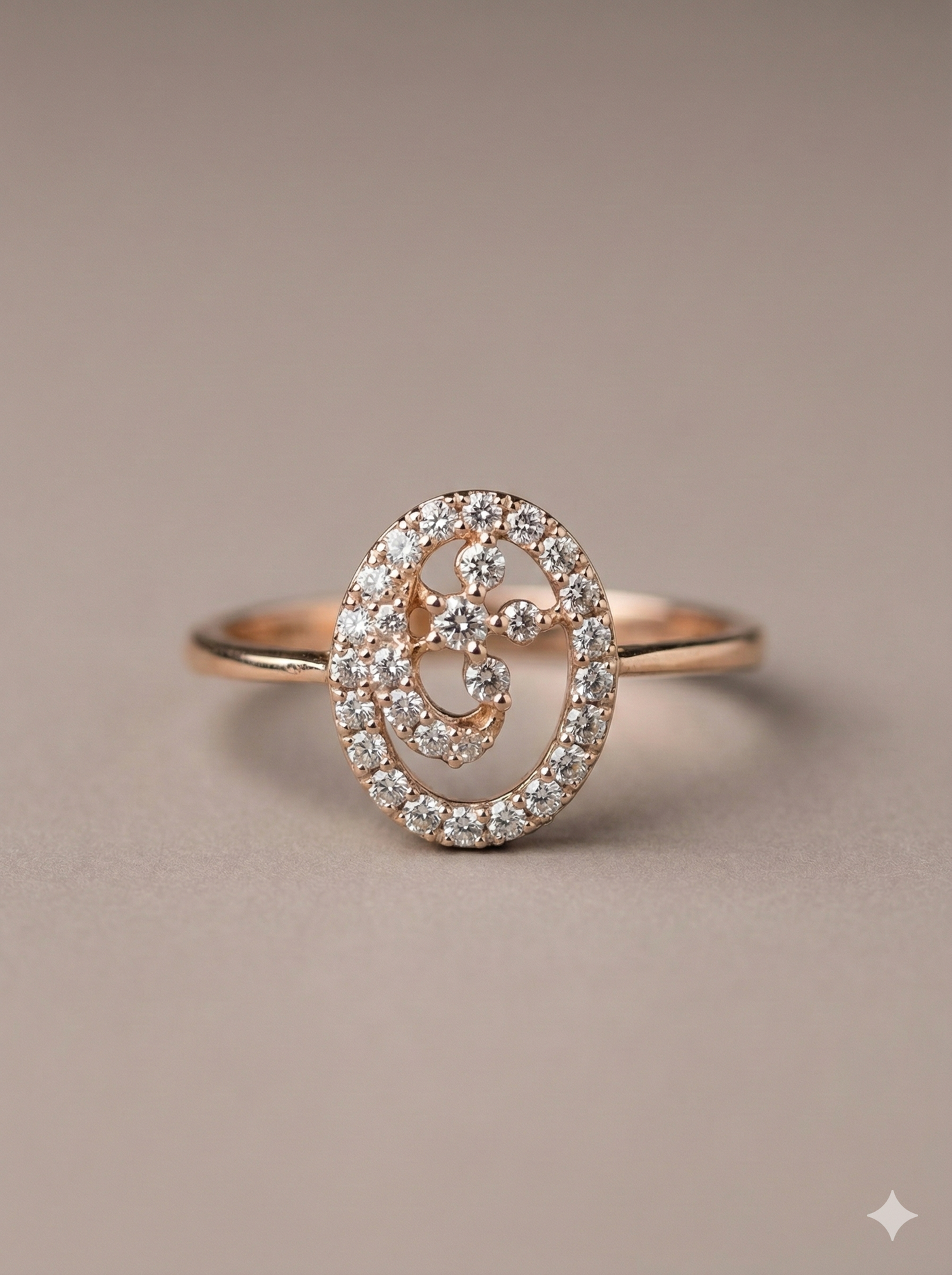 The Rose Gold Diamond Oval Om Symbol Ring