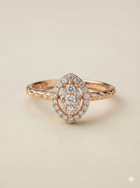 The Rose Gold Marquise Cluster Diamond Ring with Textured Band