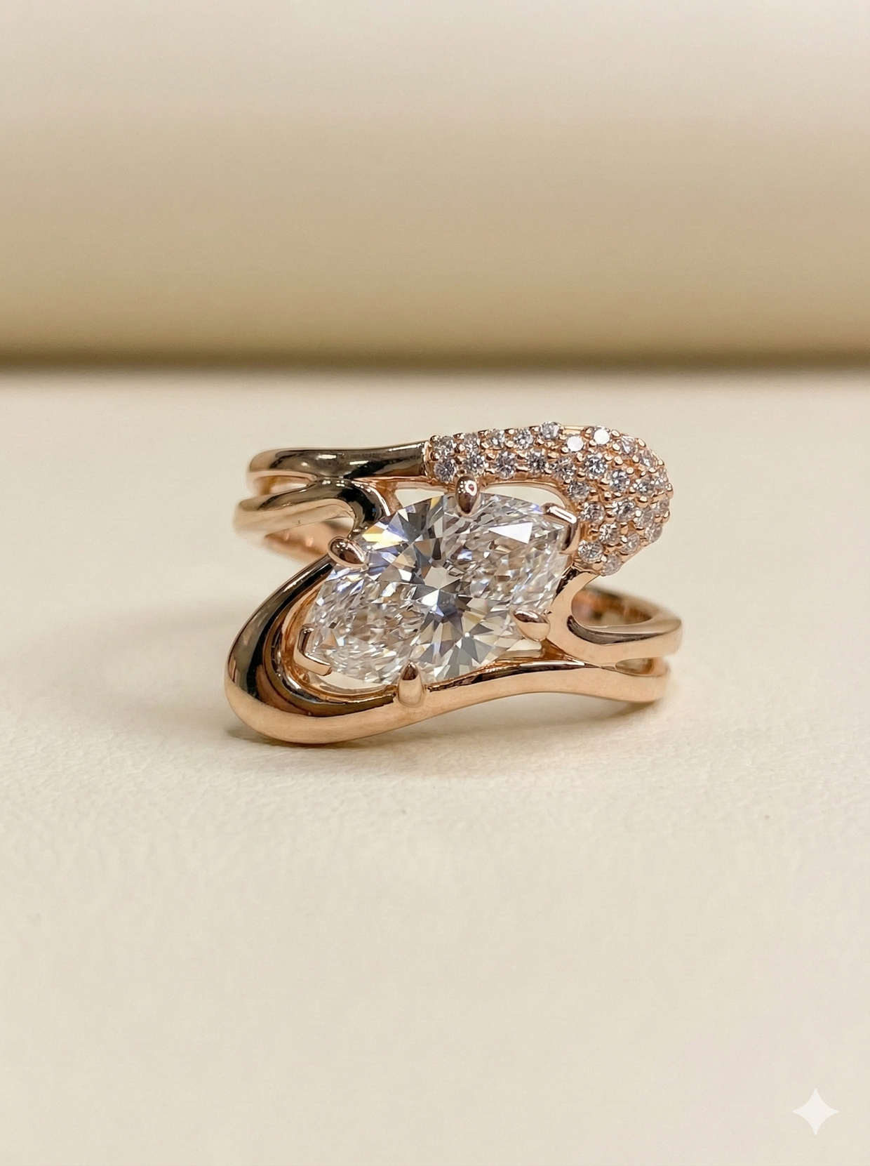 The Asymmetrical Marquise Wave Diamond Ring