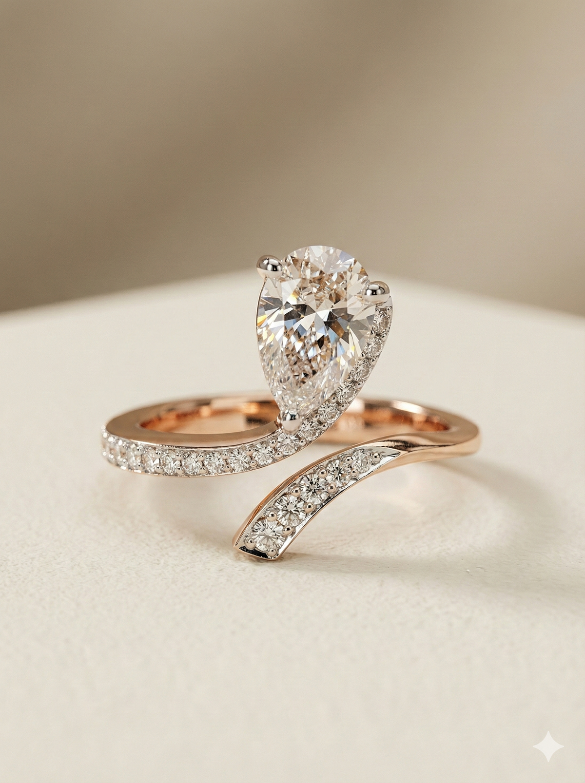 The Graceful Pear Cut Bypass Ring
