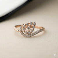 The Rose Gold Diamond Stylized Leaf Ring