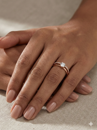 The Rose Gold Double Band Illusion Solitaire Ring