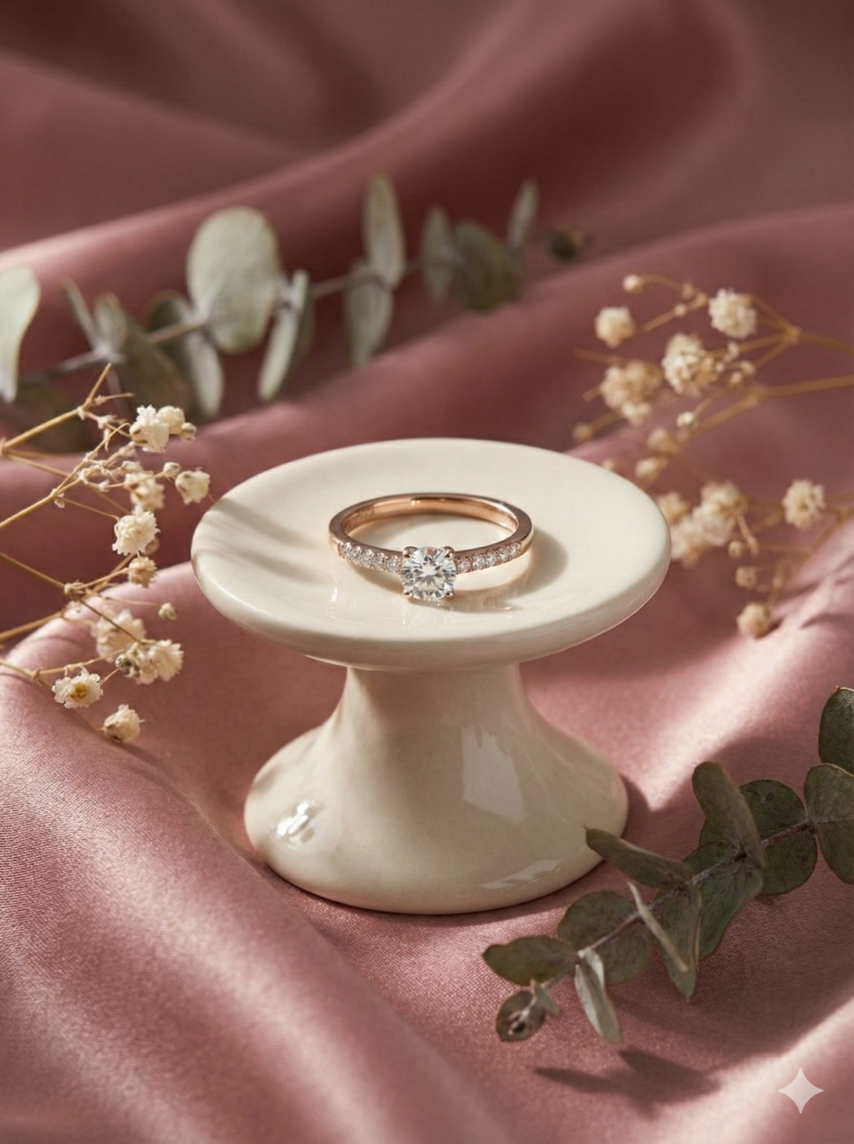 The Rose Gold Classic Pave Diamond Solitaire Ring