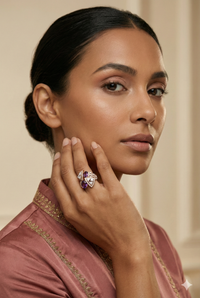 The Rose Gold Amethyst & Trillion Diamond Geometric Statement Ring