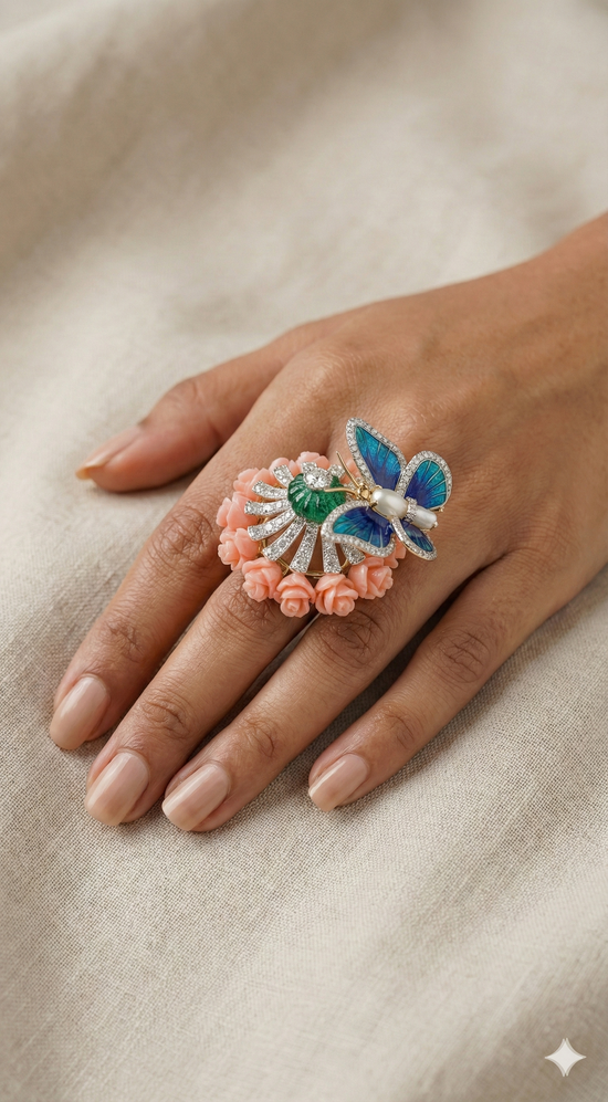 The Enchanted Garden Butterfly Statement Ring
