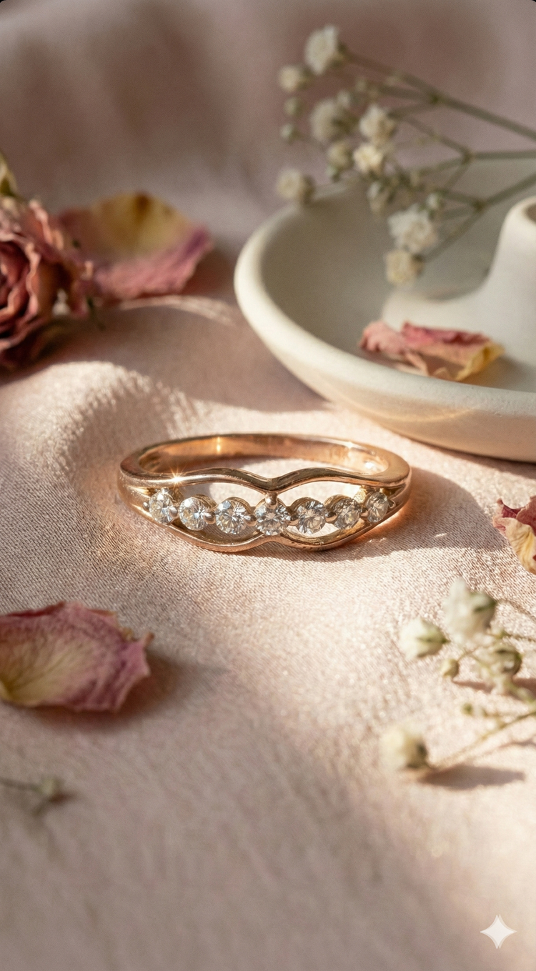 The Floating Curve Rose Gold Diamond Ring