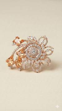 The Asymmetrical Champagne Floral Statement Ring