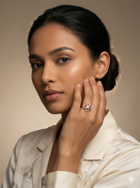 The Satin Petal Diamond Flower Ring in Rose Gold