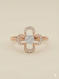 The Satin Petal Diamond Flower Ring in Rose Gold