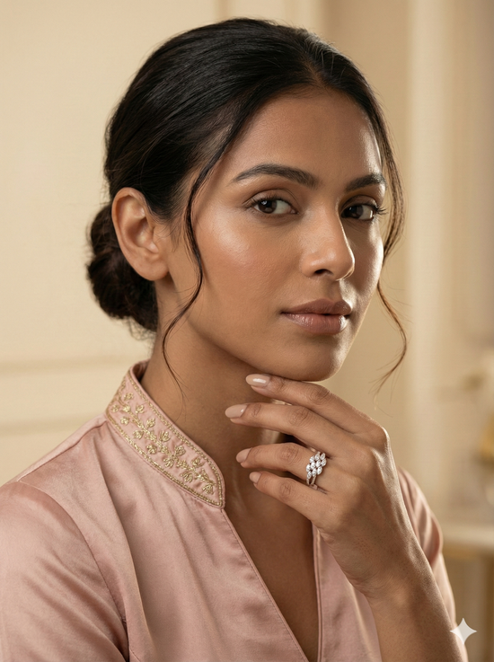 The Marquise Laurel Split-Shank Ring in Rose Gold