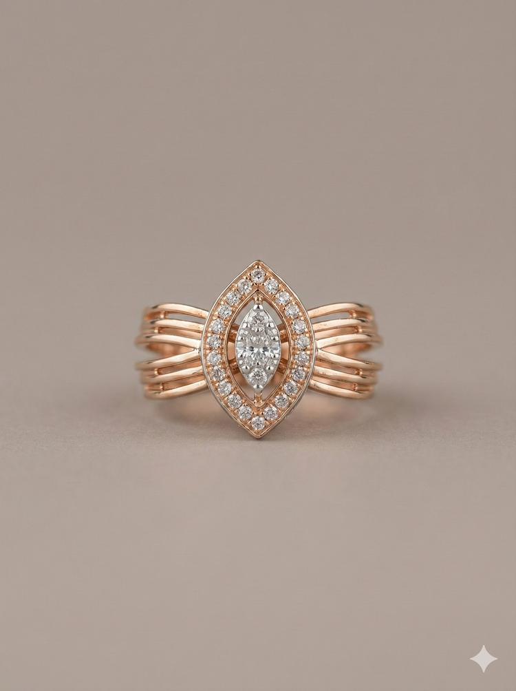 The Modern Marquise Multi-Strand Ring in Rose Gold