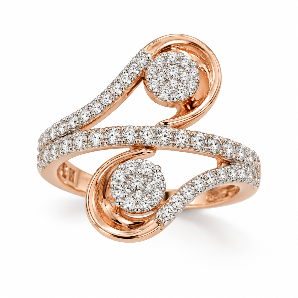Pave Diamond Contemporary Ring for Women in 14KT Gold