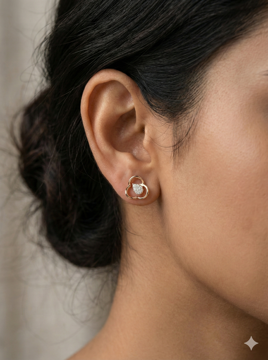 The Delicate Petal Diamond Stud Earrings
