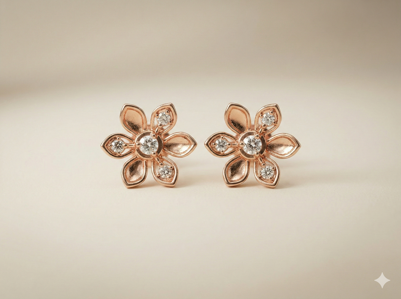 The Rose Gold Daisy Diamond Stud Earrings