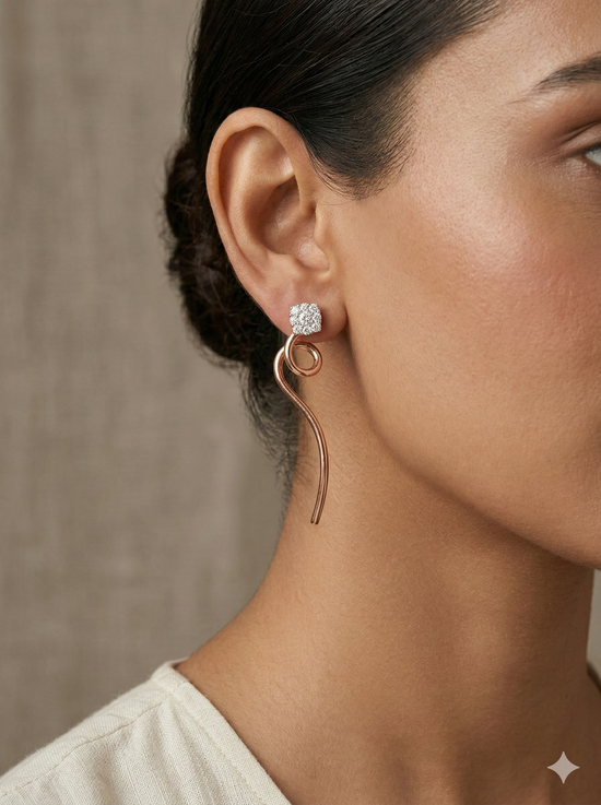 The Elegant Swirl Drop Diamond Earrings