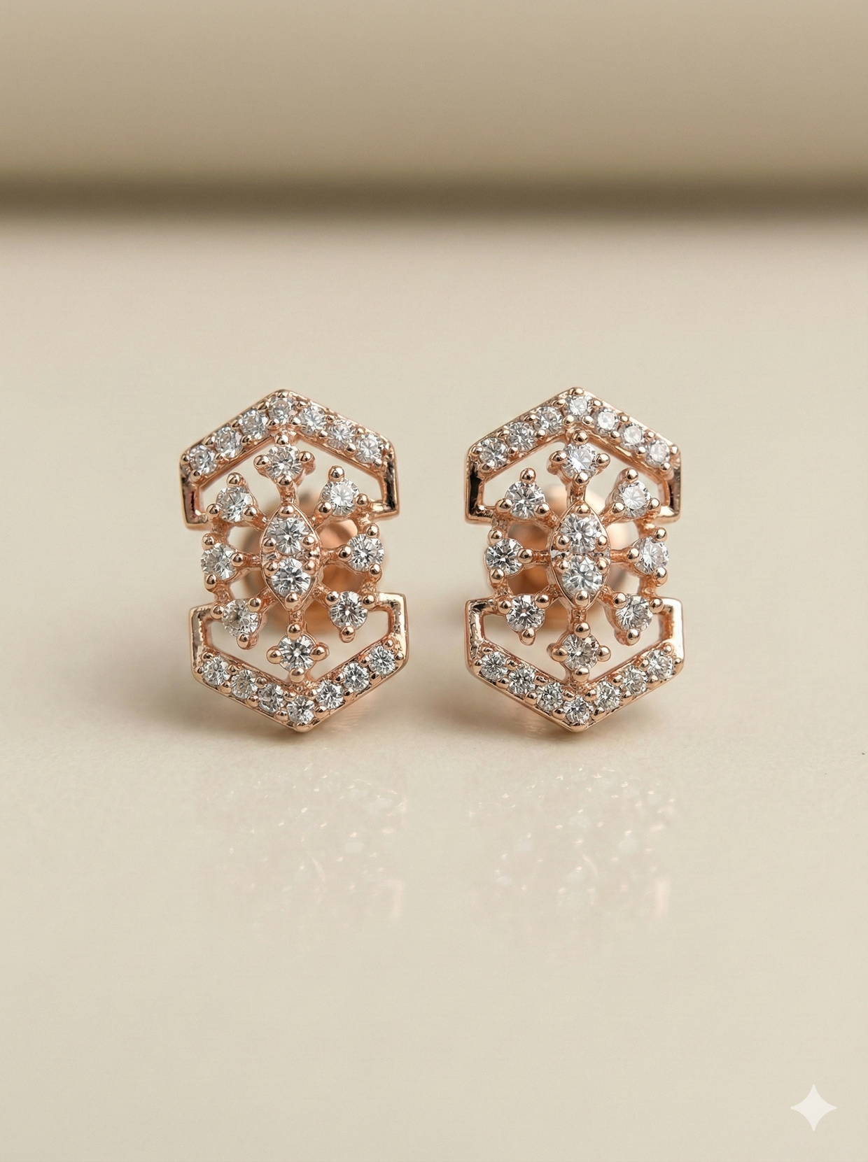 The Rose Gold Geometric Lace Diamond Tops