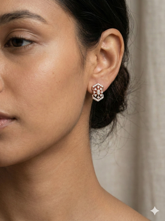 The Rose Gold Geometric Lace Diamond Tops