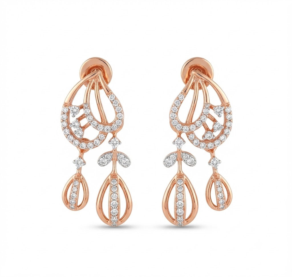 Gold & Diamond Minimalist Stud Earrings for Women in 14KT Gold