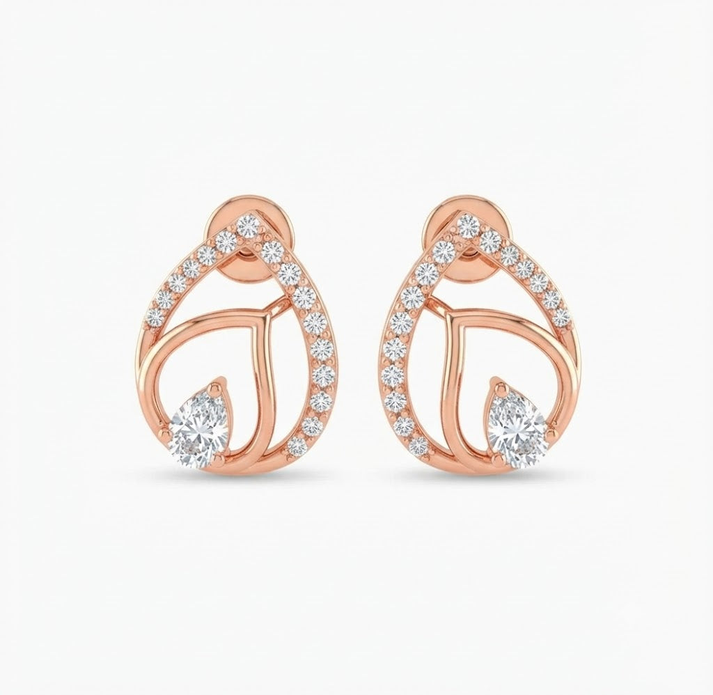 Classic Diamond Halo Stud Earrings for Women in 14KT Gold