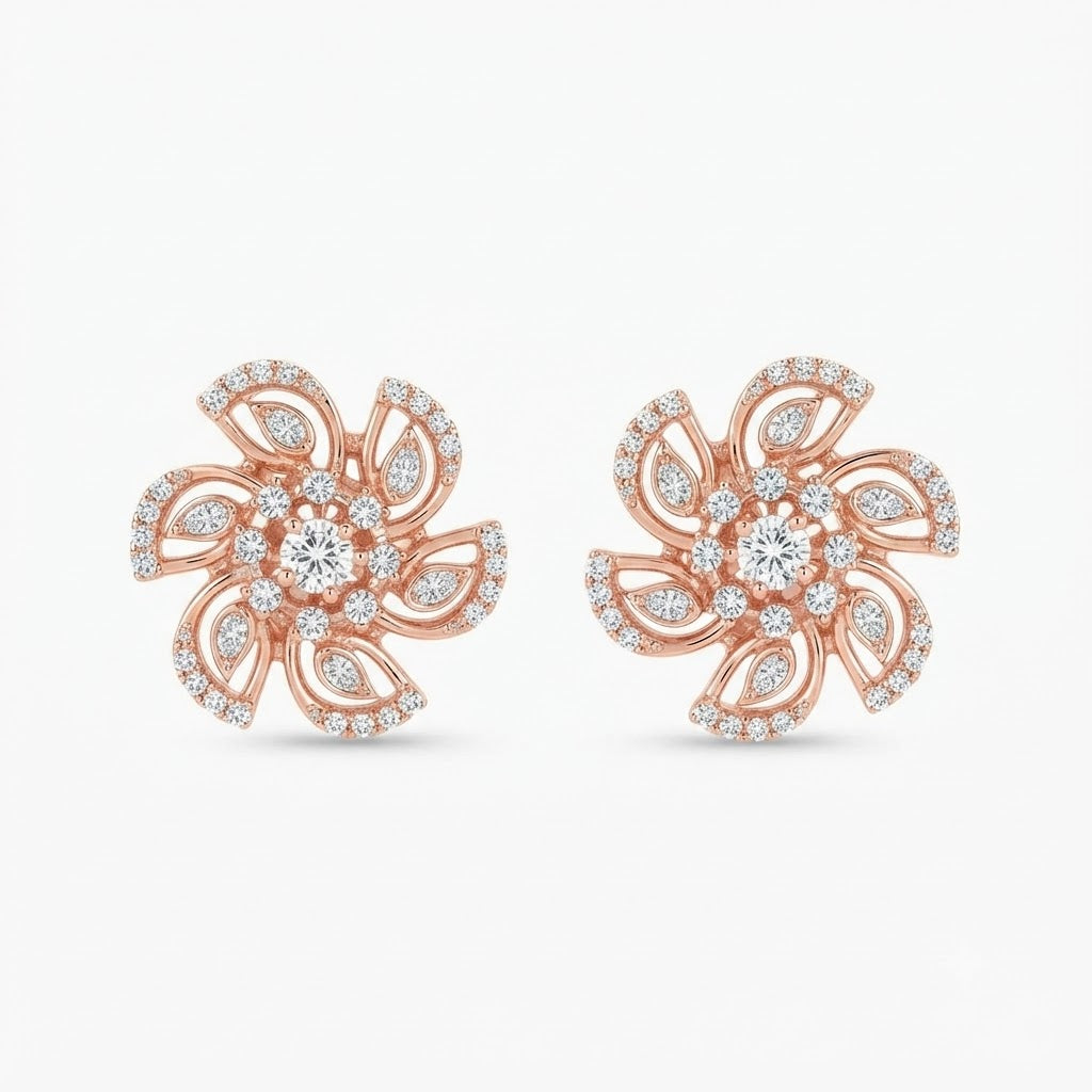 Solitaire Diamond Minimalist Stud Earrings for Women in 14KT Gold