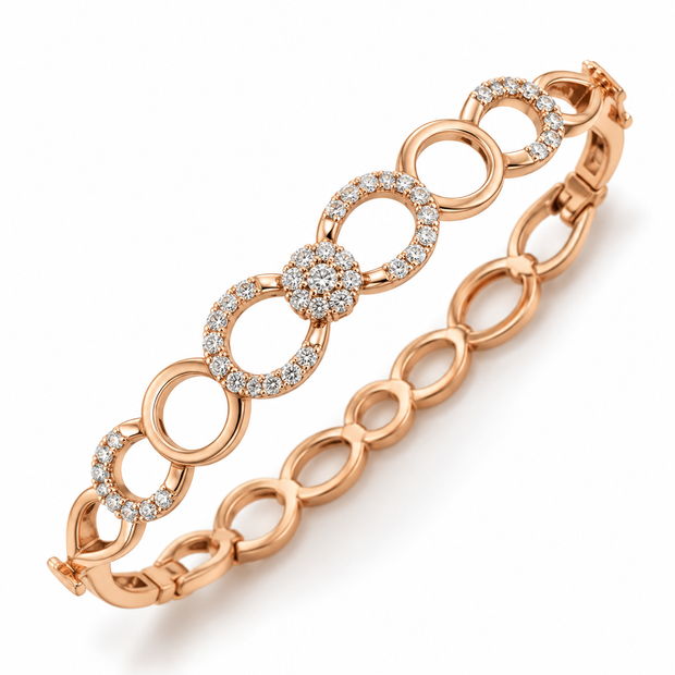 Diamond Halo Gold Minimalist Bracelet for Women in 14KT Gold