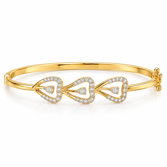 Diamond-Accented Gold Geometric Bracelet for Women in 14KT Gold