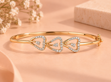 Diamond-Accented Gold Geometric Bracelet for Women in 14KT Gold