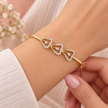 Diamond-Accented Gold Geometric Bracelet for Women in 14KT Gold