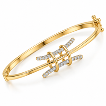 Diamond-Studded Gold Temple-Inspired Bracelet for Women in 14KT Gold