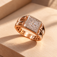 Diamond-Embellished Gold Party-Ready Ring for Men in 14KT Gold