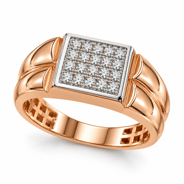 Diamond-Embellished Gold Party-Ready Ring for Men in 14KT Gold