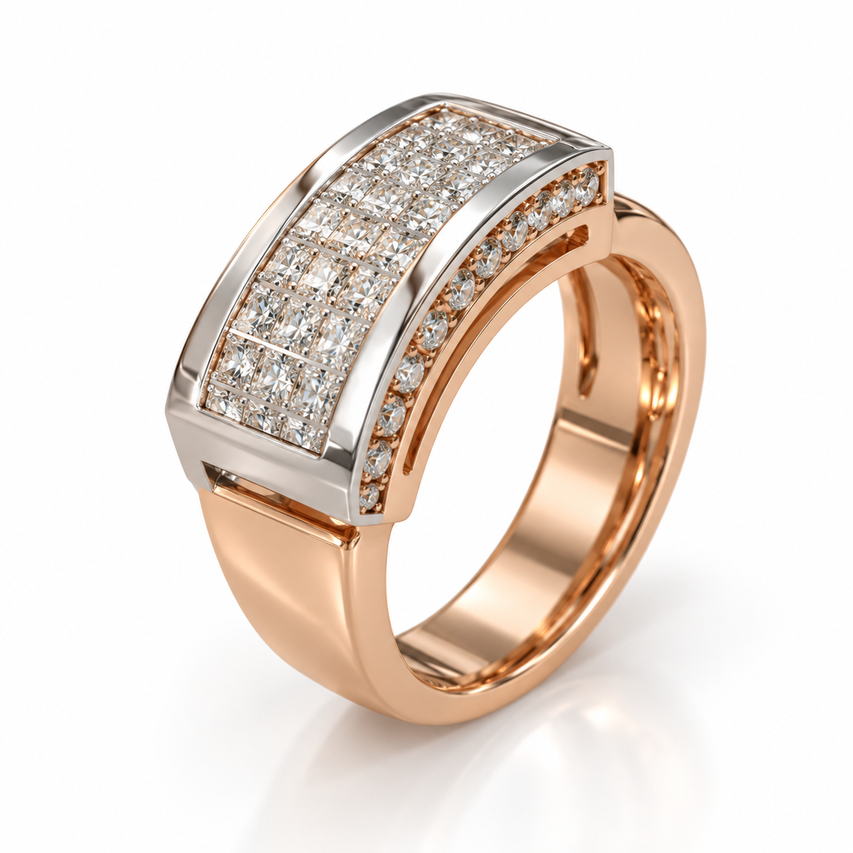 & Diamond Statement Ring for Men in 14KT Gold