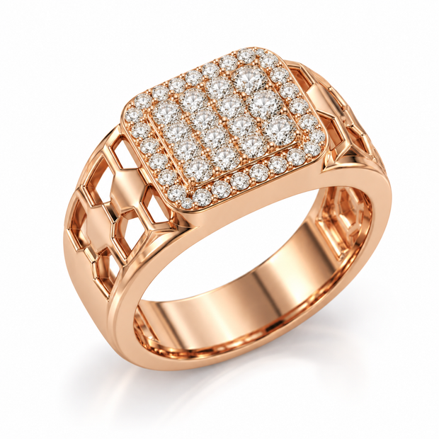 Diamond-Accented Gold Chandbali-Style Ring for Men in 14KT Gold