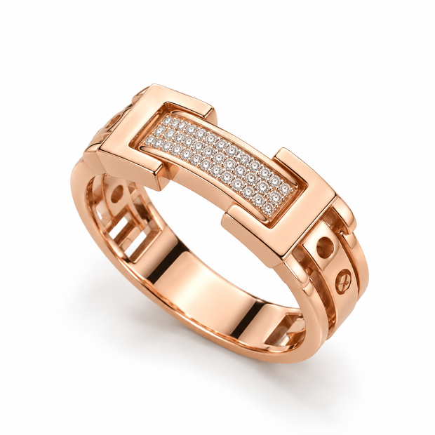 Diamond Halo Gold Contemporary Ring for Men in 14KT Gold