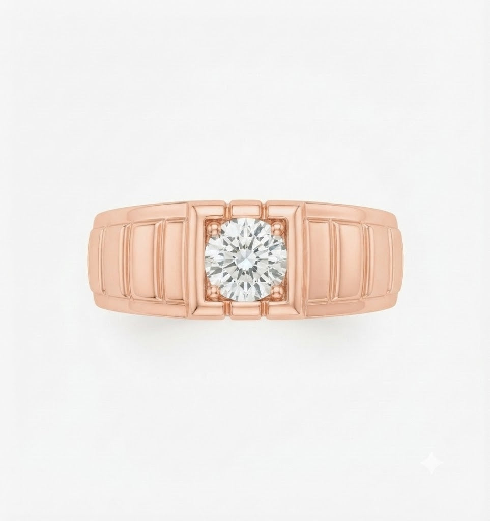 Solitaire Lab Grown Diamond Statement Ring for Men in 14KT Gold